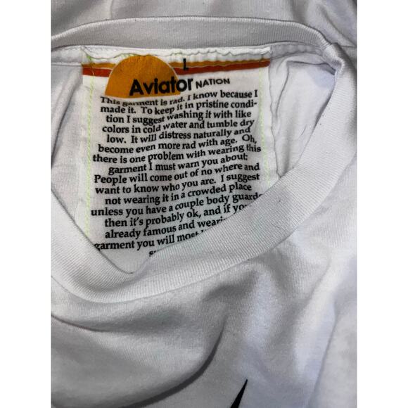 AVIATOR NATION LIGHTNING BOLT CROPPED T-SHIRT SZ Large CROP TOP TEE white - Picture 4 of 6